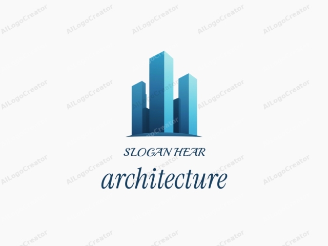 This image is a digital, minimalist logo depicting three modern skyscrapers against a stark white background. The skyscrapers are represented in a sleek and stylized manner with smooth, clean lines and a gradient color scheme that transitions from a deep blue