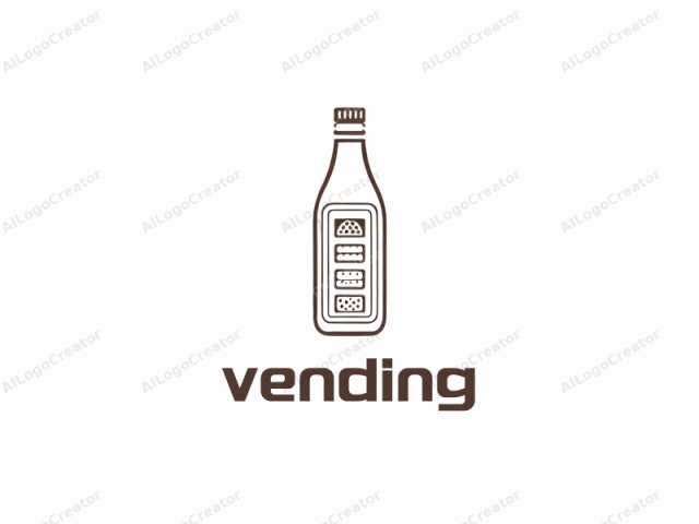 This image is a minimalist line drawing of a tall, cylindrical glass bottle with a narrow neck. The entire illustration is done in a monochromatic brown, giving it a uniform and clean look. The bottle has a simple yet elegant design, with