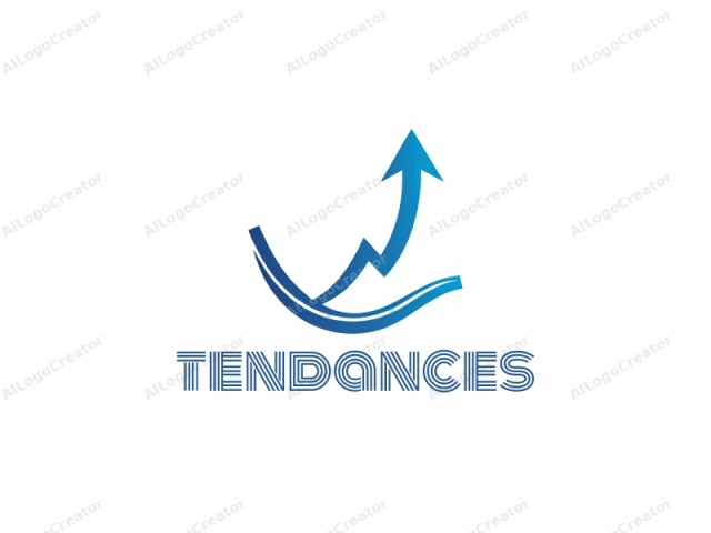 which features a minimalist and abstract design. This logo is a stylized depiction of upward growth or success, symbolized by a blue and black line drawing. The primary elements include a curved blue line that starts at the bottom right and curves upward to