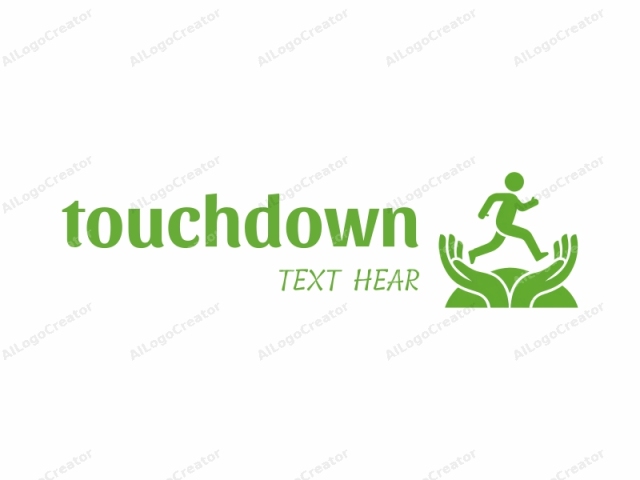 This is a minimalist, vector graphic image. The logo is a single green silhouette of a person in mid-jog, depicted running on a hill. The person is rendered as a simple, stylized outline figure with a round head, oval torso