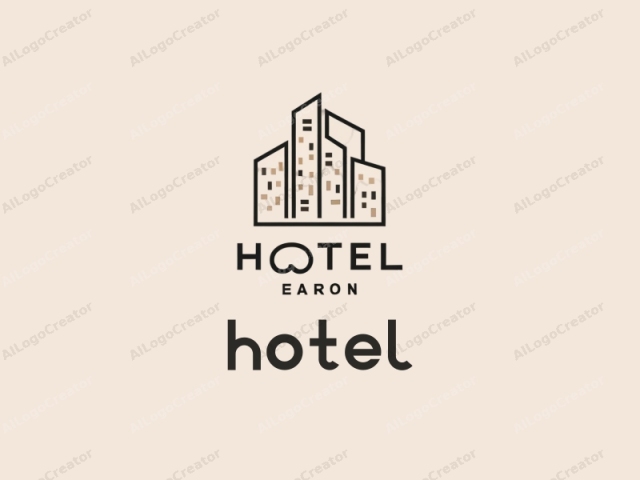 which features minimalistic design and a modern aesthetic. This is a logo image for the "Hotel earon" brand, rendered in a clean, minimalist style. The background is a light beige color, providing a neutral canvas that contrasts sharply with the