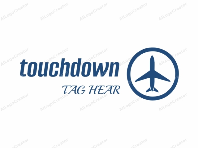 This is a minimalist, stylized logo featuring a dark blue silhouette of an airplane against a plain white background. The airplane is depicted from above, with its nose pointing upward and its tail extending downwards. The design is simple and clean, with no