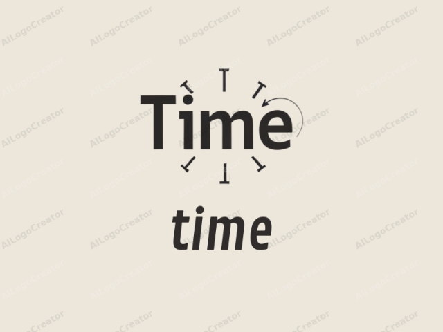 นี่คือการออกแบบโลโก้แบบเรียบง่ายและนามธรรมที่มีคำว่า "Time" ในตัวพิมพ์ sans-serif ที่หนา ข้อความอยู่กึ่งกลางแนวนอนและครอบคลุมส่วนใหญ่ขององค์ประกอบ คำว่า "Time" เขียนด้วยสีดำที่เข้มและหนา