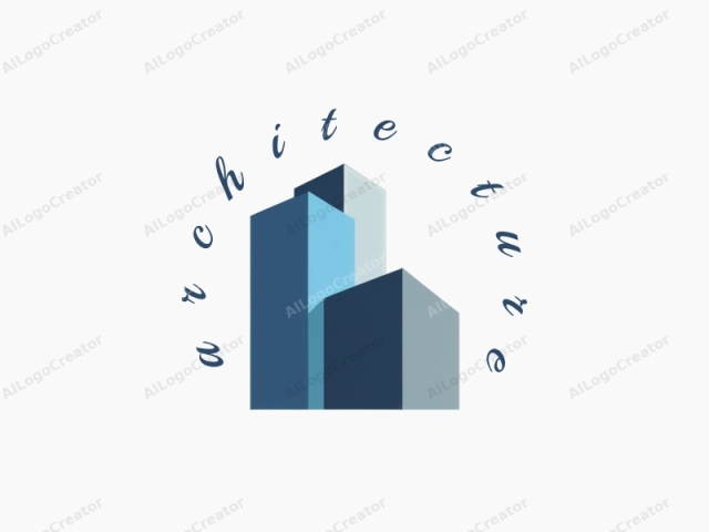 This is a minimalist, digital logo depicting a stylized representation of modern skyscrapers. The image features three tall, rectangular buildings arranged in a slightly staggered formation, each with a simple, sleek design. The buildings are rendered in varying shades