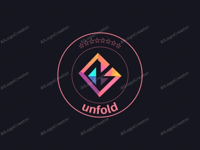 This logo, designed in a modern abstract style, features a central geometric shape resembling a stylized "K". The logo is created with sharp, clean lines and bold, vibrant colors, making it stand out against a solid black background. The shape