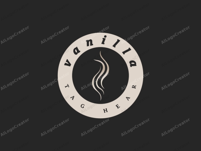 This minimalist logo features a smooth, flowing, abstract design set against a stark black background. The central element consists of two sinuous, curving lines that converge and merge, forming a graceful, fluid shape reminiscent of smoke or waves. The lines