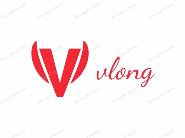 Esta imagen presenta un logotipo atrevido y estilizado que consiste en una letra mayúscula "V" grande y vibrante en rojo sobre un fondo blanco liso. La letra "V" está prominentemente centrada en la imagen y tiene un corte suave y limpio, con bordes afilados