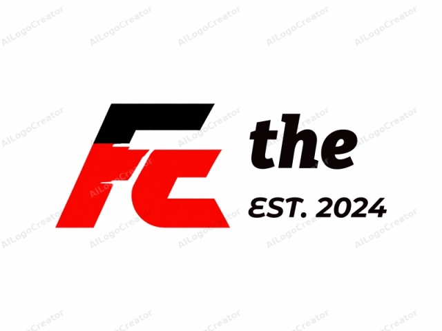 Das Bild ist eine digitale Grafik, die ein mutiges und modernes Logo zeigt. Das Logo besteht aus zwei Großbuchstaben, "FC" (Football Club), die in einem auffälligen und minimalistischen Design dargestellt sind. Der Hintergrund ist weiß und bietet einen starken Kontrast zum lebhaften Rot.