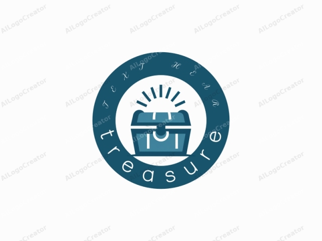 This logo features a simplified, minimalist illustration of a treasure chest in a digital drawing style. The treasure chest is depicted in a clean, modern design with smooth lines. It is rendered in a solid teal-blue color, with a slightly darker blue shade