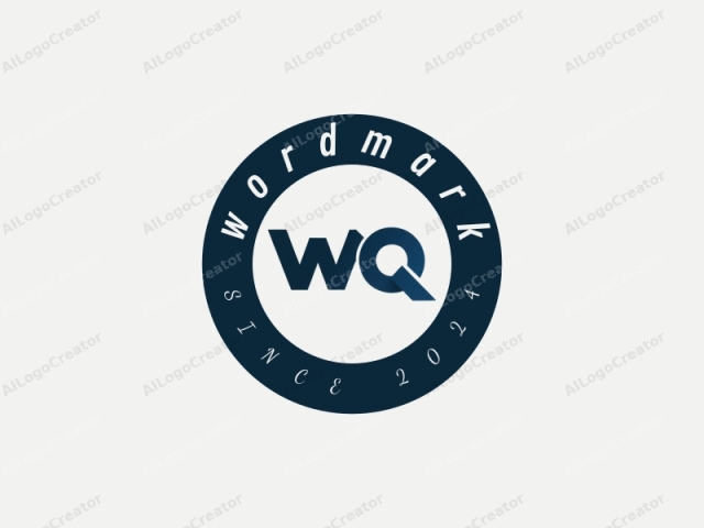 Este es un diseño de logotipo minimalista que presenta las letras mayúsculas "W" y "Q" en una fuente sans-serif en negrita. Las letras son predominantemente de color azul oscuro, con un efecto de gradiente sutil que crea un tono ligeramente más claro en los bordes, dándoles