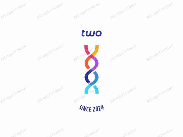 This is a digital logo featuring a double helix structure, symbolizing the structure of DNA. The logo consists of two intertwined strands of varying colors. The left strand starts with a bright orange at the top and transitions to a deep purple near the