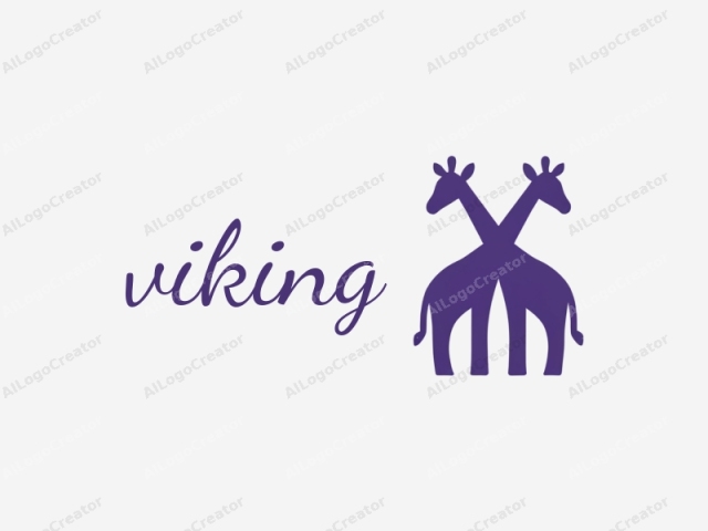 The image is a minimalist, digital logo composed of two stylized giraffe silhouettes facing each other, with their necks crossed. The entire logo is depicted in a solid purple color against a plain white background, creating a stark contrast.