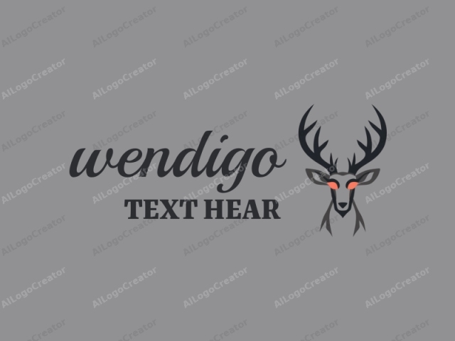 This is a digital drawing featuring the stylized head of a deer or elk. The background is a solid, muted gray, providing a neutral backdrop that enhances the striking design. The deer’s head is the focal point, occupying the center of the