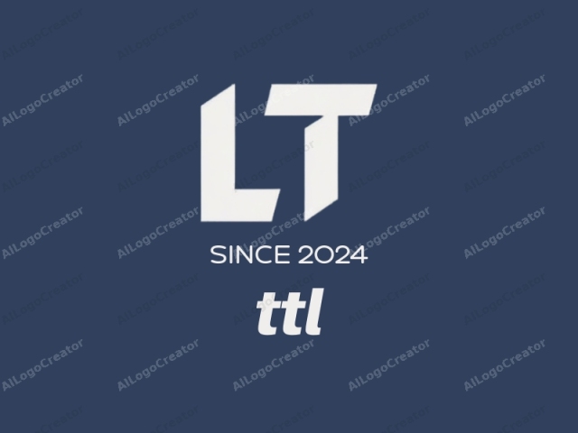 "LT" แบรนด์ นี่คือกราฟิกดิจิทัลที่มีการออกแบบแบบมินิมอล พื้นหลังเป็นสีน้ำเงินเข้ม ให้ความคมชัดกับตัวอักษรสีขาวหนาที่เป็นตัวย่อ "LT" ตัวอักษร "L"