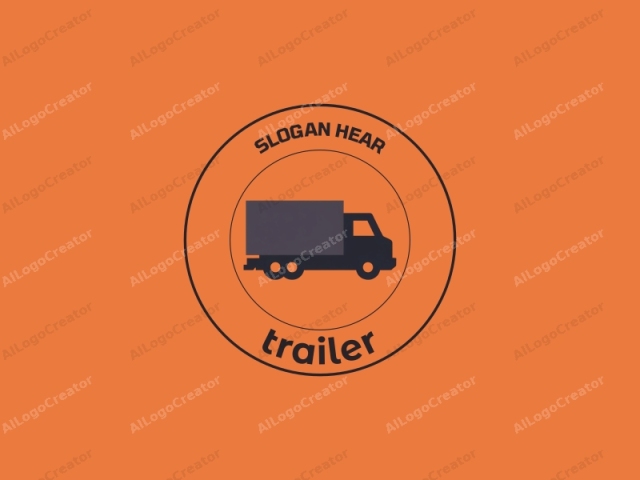 a simple, flat-style truck illustration. This minimalist digital drawing features a stylized truck against an orange background. The truck, depicted in dark gray, is drawn in a simplistic manner with clean lines and solid shapes. The truck has a rectangular box