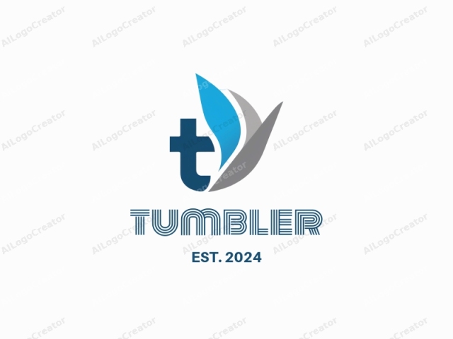 This logo is a minimalist, abstract design. It features a stylized letter "t" positioned in the center. The "t" is formed by three elements: the upper portion is a smooth, curved line that slopes down to the right,