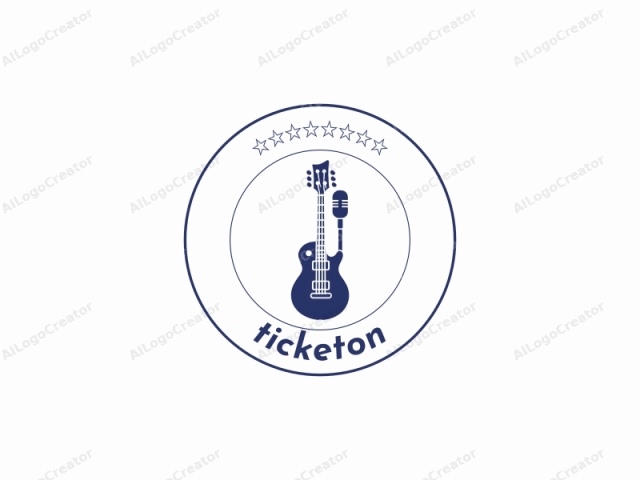 This logo features a stylized, minimalist illustration of a guitar. The guitar is depicted in a solid, dark blue color against a plain white background. The shape of the guitar is simplified with clean, geometric lines and smooth edges, conveying an elegant