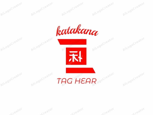 The logo is a stylized representation of a kanji character. The character, written in Japanese, is rendered in bold, white, sans-serif typeface against a solid red square. The red square is a prominent feature, occupying the majority of