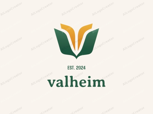 The logo features a stylized design with clean, modern lines and a minimalist aesthetic. The focal point is a large, abstract leaf motif composed of two main elements: a central, upward-facing leaf in green, and two downward-facing leaves in a