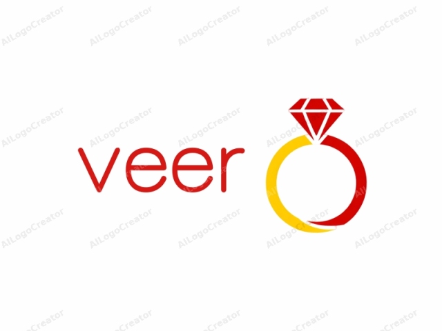 This is a simple, minimalist logo featuring a stylized ring. The ring is rendered in a bold, flat style, with clean, solid colors. At the center of the ring, there's a large, cut diamond with a faceted shape