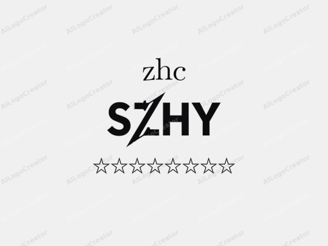 La imagen es una representación digital minimalista de un logotipo que presenta las letras "SZHY" en negrita, en mayúsculas y en una fuente sans-serif negra sobre un fondo blanco liso. El diseño utiliza un estilo de fuente moderno y único donde la letra "S" es