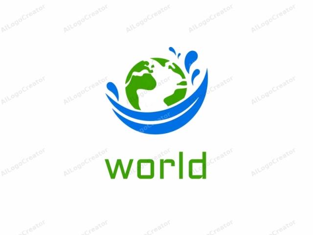 This is a stylized logo featuring a simplified, abstract representation of the Earth. The Earth, depicted in bright green, occupies the central part of the logo. The continents are prominently visible, with a focus on Africa and Europe. Surrounding the