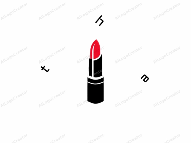 Das Logo ist eine stilisierte Zeichnung eines Lippenstifts. Der Lippenstift wird mit kühnen, einfachen Linien in Schwarz und Rot dargestellt, vor einem einfachen weißen Hintergrund. Das Design zeigt eine zylindrische schwarze Basis mit einer flachen Oberseite, die leicht verjüngt ist.