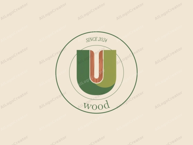 This digital logo features a stylized letter "U" set against a beige background. The letter U is composed of four main sections: two vertical segments and two horizontal ones. The vertical segments are colored green, while the horizontal segments are colored brown