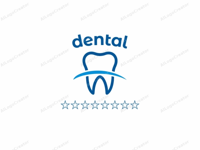 a tooth. The logo features a simple and modern design with minimalistic elements. It consists of a blue, outline drawing of a tooth, prominently positioned in the center of the image. The tooth is rendered in a smooth, curved shape, with