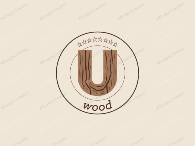 This is a digital illustration of the letter "U" rendered in a stylized, wooden texture. The letter is depicted in a light brown hue, mimicking the appearance of real wood with grain lines and natural variations in shade, giving it a