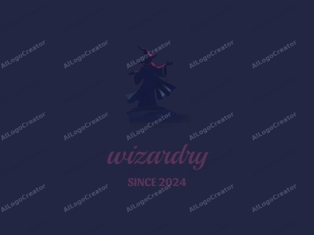 a stylized, digital illustration of a wizard set against a night sky. The illustration is done in a whimsical, cartoonish style, featuring a deep, dark background that transitions from deep blue to black. The wizard, depicted in silhouette,