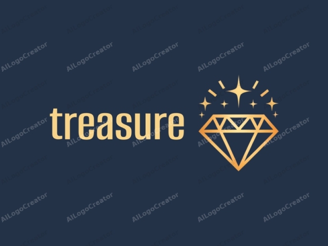 This is a minimalist digital logo, featuring a stylized representation of a diamond. The diamond is rendered in a warm, metallic gold color, contrasting sharply against a solid, dark navy blue background. The diamond's lines are clean and smooth, with