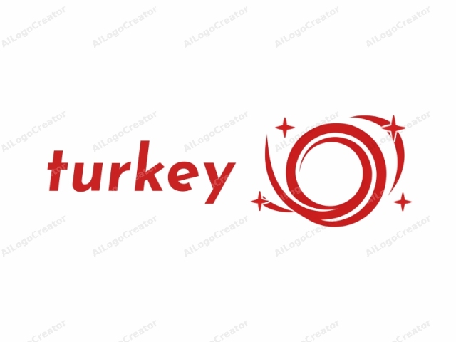 The image is a minimalist, stylized logo design featuring a prominent, large spiral in the center, which dominates the composition. The spiral is rendered in a bold, solid red hue against a stark white background, providing a high contrast that makes the
