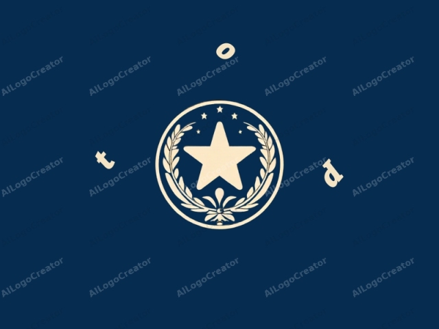 The logo image is a stylized emblem featuring a large, five-pointed star at its center, which is prominently displayed. The star is filled with a creamy white color against a rich navy blue background. Flanking the star on the left and