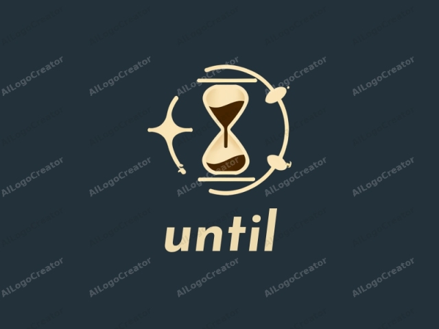 The logo features a minimalist design with a dark navy blue background. In the center, there is a stylized hourglass, depicted with a beige interior that gradually darkens toward the bottom. The hourglass is placed centrally and occupies the majority of