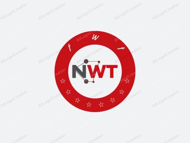 กราฟิกดิจิทัลนี้มีโลโก้แบบมินิมอลที่มีตัวอักษร "NWT" ที่แสดงเด่นชัดด้วยฟอนต์ sans-serif ที่หนา ตัวอักษร "N" มีสีเทาเข้ม ในขณะที่ "WT" มีสีแดงสด "W"