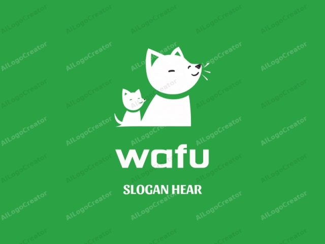 featuring a minimalist, cartoonish design. The logo image consists of two simplified, white, stylized animal figures against a vibrant green background. The larger figure, representing a cat or a dog, is positioned on the right side of the image. It