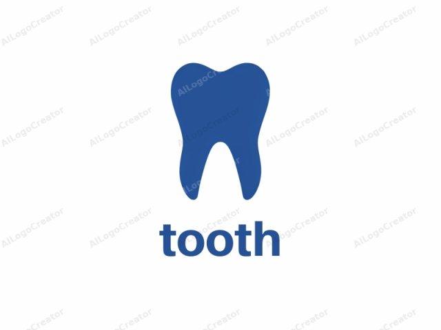 이 이미지는 단순화된 파란색 치아를 특징으로 하는 미니멀리스트 벡터 그래픽 로고입니다. 치아는 볼드하고 평면적인 디자인으로, 음영이나 세부 질감 없이 형태와 색상을 주요 시각적 요소로 강조합니다. 치아는 중앙에 위치하며