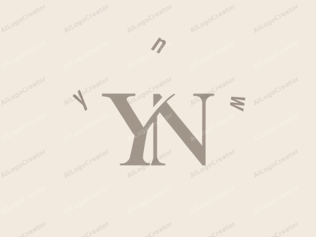 Este es un logotipo minimalista que consiste en un monograma en letras mayúsculas, "YN", representado en una tipografía sans-serif moderna y limpia. Las letras están en un tono beige oscuro sobre un fondo beige claro, creando un contraste sutil que enfatiza el diseño.