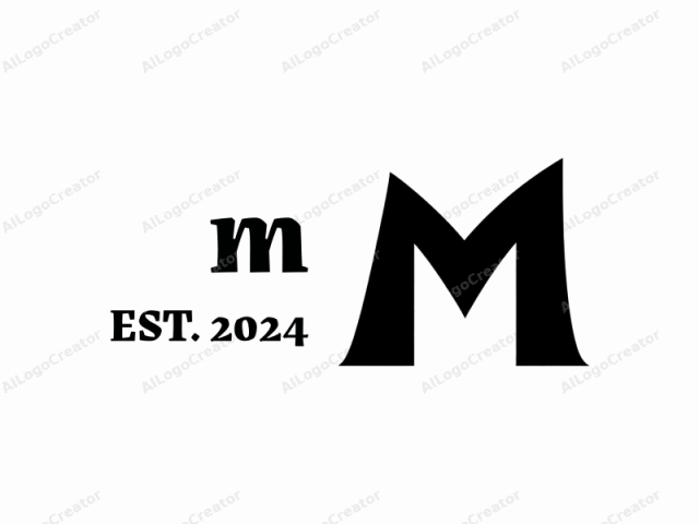 Este es un logo minimalista y estilizado con un diseño audaz y llamativo. El logo consiste en una sola letra mayúscula "M" representada en una fuente sans-serif gruesa y negra. La letra "M" está posicionada centralmente dentro de la imagen,