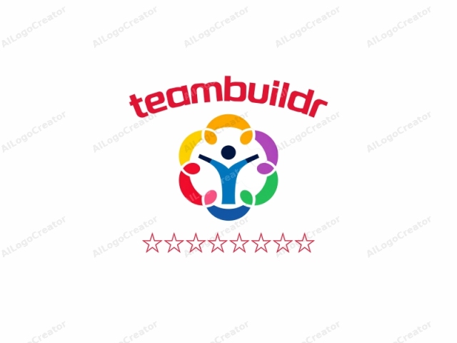 This logo, designed in a modern and abstract style, consists of a circular motif with seven distinct, overlapping segments. Each segment is a vibrant, solid color, arranged counterclockwise in a semi-circle formation: red, blue, yellow,