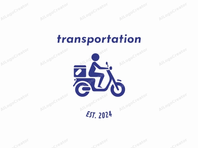 This logo image is a simplified, blue, vector graphic illustration, depicting a stylized figure of a person riding a scooter. The figure is devoid of any specific gender characteristics, with a minimalist and geometric shape that resembles a human silhouette. The person