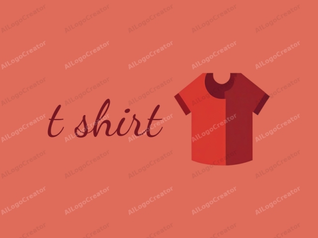 This image is a digital logo featuring a simplified, flat design of a red short-sleeved t-shirt set against a solid, coral-orange background. The t-shirt is centrally positioned and occupies the majority of the frame, with its shape clearly outlined