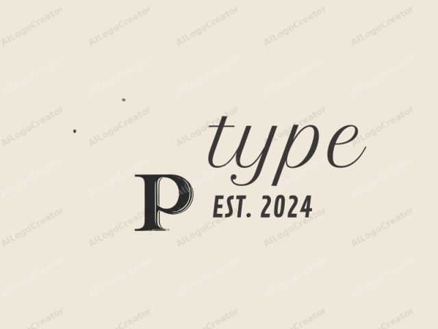 This minimalist logo features a sleek, stylized capital letter "P" in a bold, sans-serif font. The letter "P" is centrally positioned against a pale cream background that is subtly textured with small, light-colored specks scattered throughout,