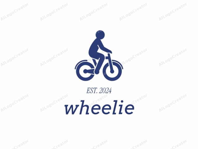 gekennzeichnet durch einen minimalistischen Designstil. Dieses Bild ist eine einfache, blaue Vektorgrafik einer Person, die ein Fahrrad fährt. Die Person wird in einer Seitenansicht dargestellt, mit einer einfachen Form, die einen Oberkörper, Kopf und zwei Arme repräsentiert.