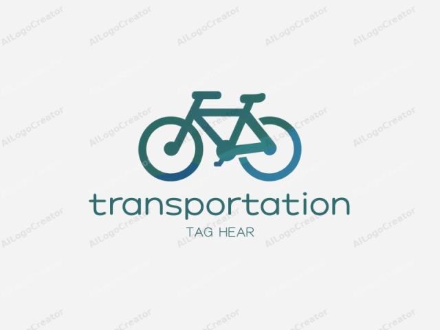 The image features a simplistic, minimalistic drawing of a bicycle in a gradient of greenish-blue hues, ranging from darker green at the bottom to lighter shades towards the top. The bicycle is depicted in an outline style, with the main frame,