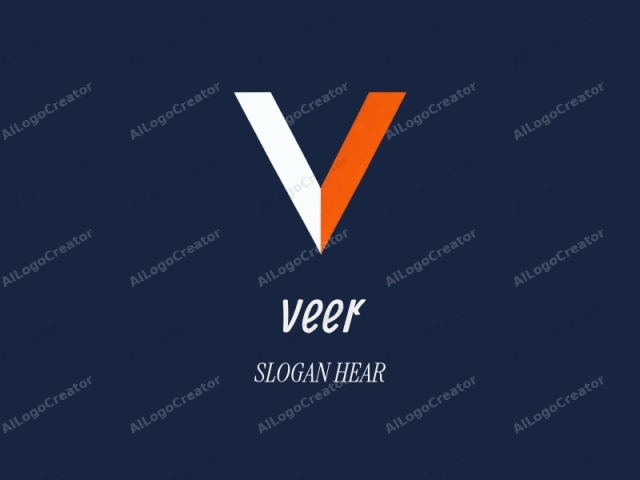 emphasizing its visual elements and style. This is a digital logo featuring a clean, minimalist design. The background is a solid, dark blue color, which provides a stark contrast to the central logo. The logo itself consists of an uppercase 'V'