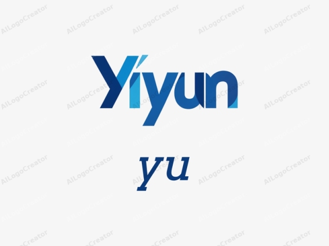 이 이미지는 "YiYun"이라는 회사 또는 브랜드의 스타일화된 로고를 특징으로 하는 디지털 그래픽입니다. 로고는 주로 대담한 파란색 대문자로 구성되어 있으며, 초기 "Y"는 독특한 디자인을 가지고 있습니다. "Y"라는 글자는