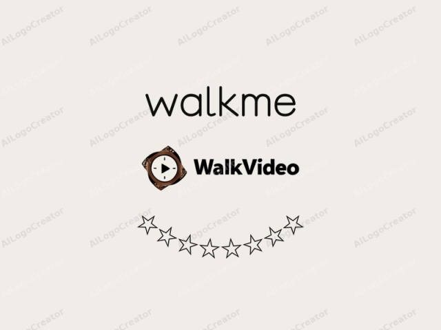 Este es un diseño de logo digital y minimalista para "WalkVideo" con el eslogan "metinggih". El logo presenta un diseño circular simple en la esquina superior izquierda, representando una cámara de cine con un esquema de colores en blanco y negro.