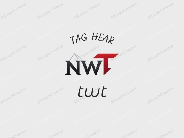 que presenta un diseño minimalista. Este es el logotipo de una empresa llamada "NWT". Consta de tres elementos principales: el nombre, una forma geométrica y un fondo estilizado. El nombre "NWT" se muestra prominentemente en negrita,